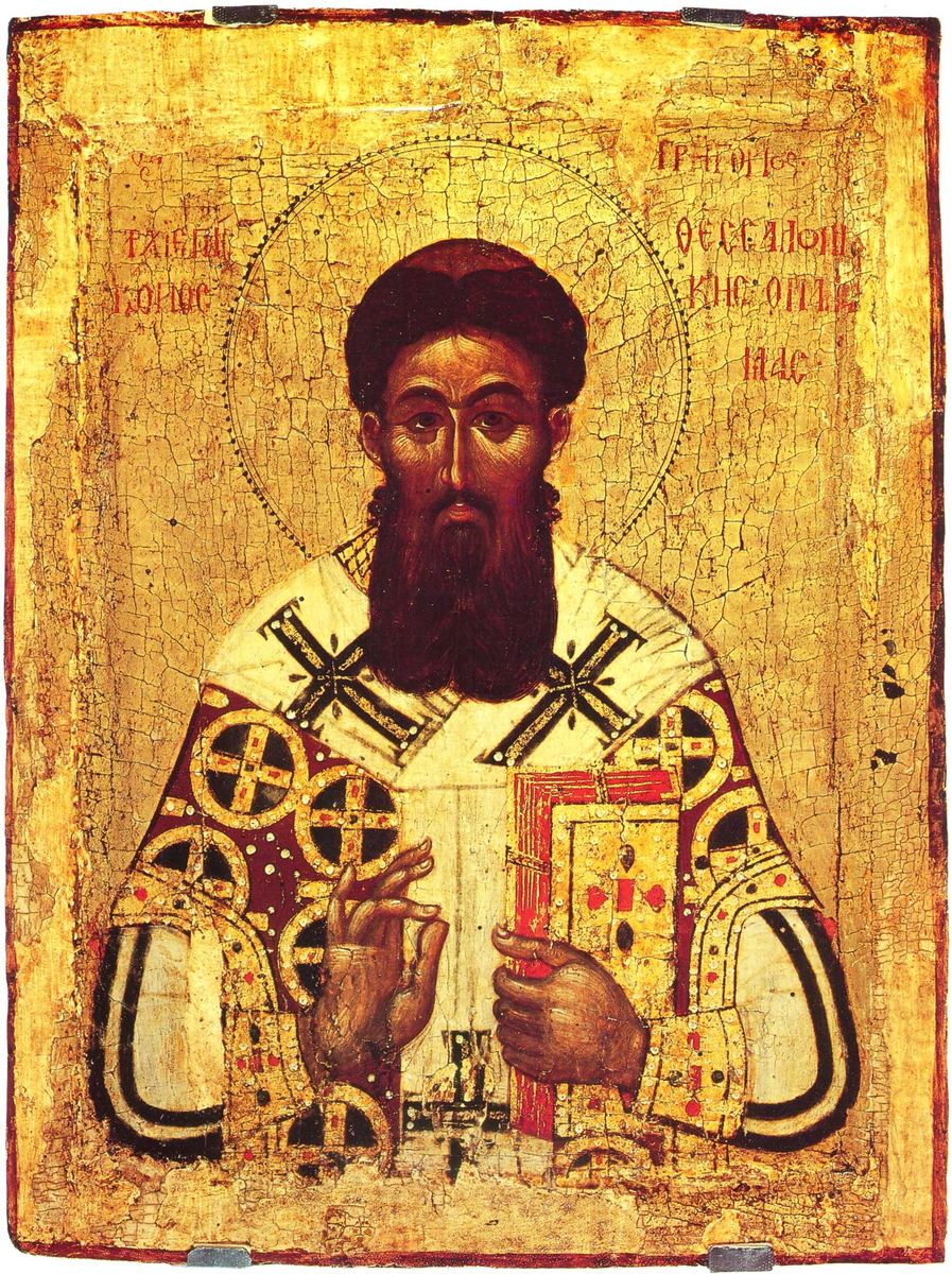 Ikone des heiligen Gregorios Palamas mit Buch, byzantinischer Stil